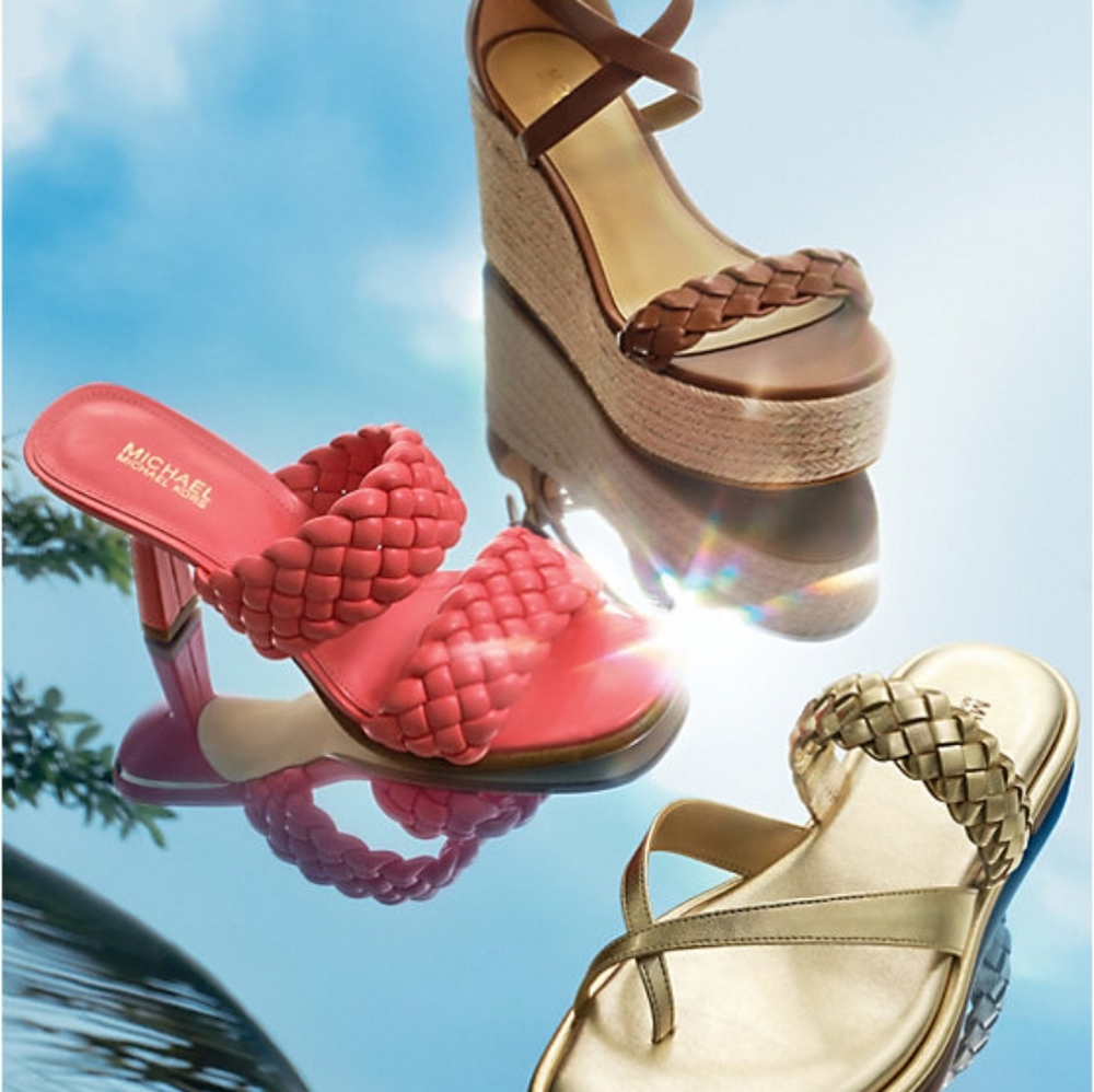 Alba Braided Metallic Faux Leather Slide Sandal